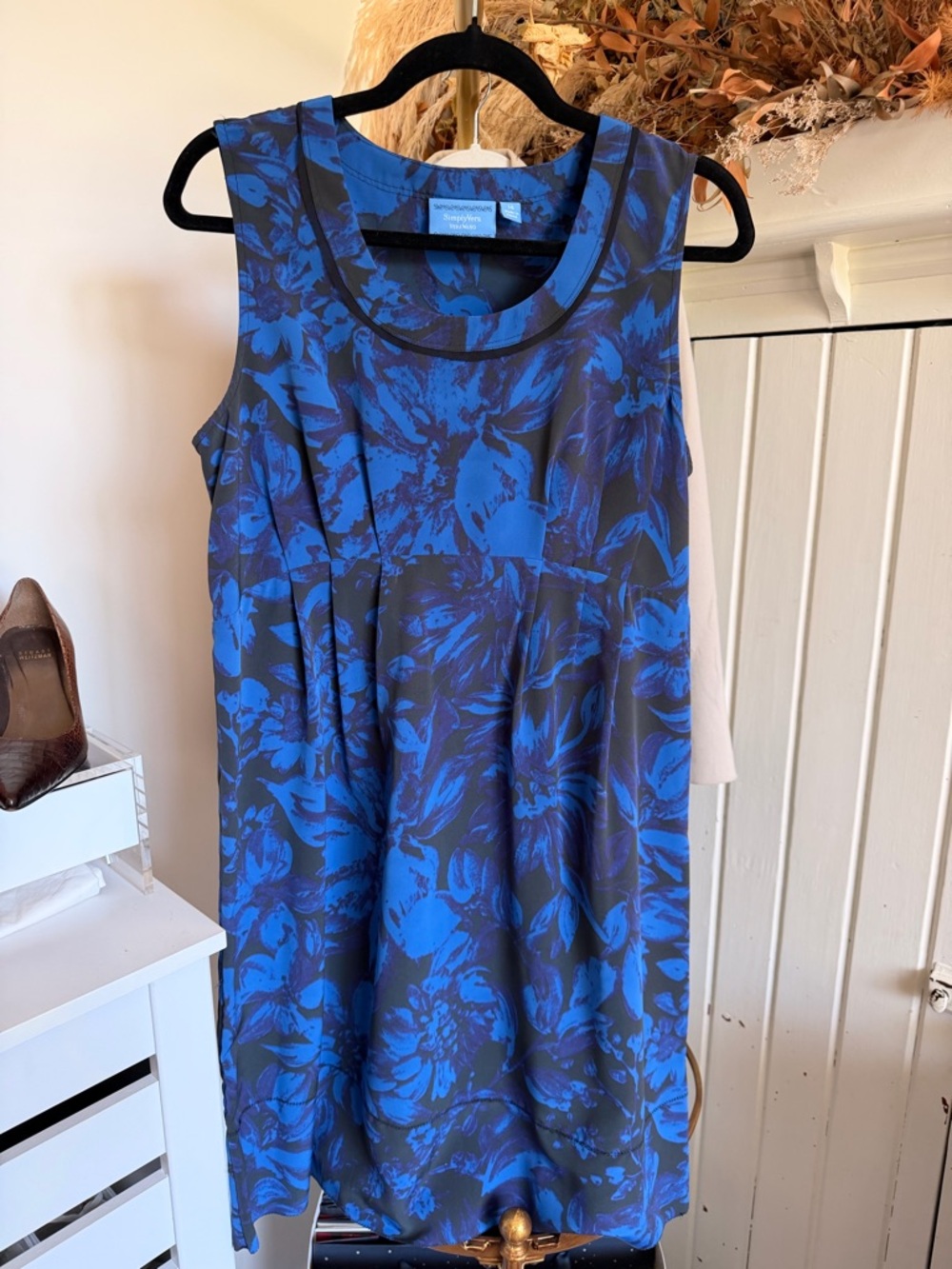 Simply Vera Vera Wang Blue Floral Scoop Neck Dress